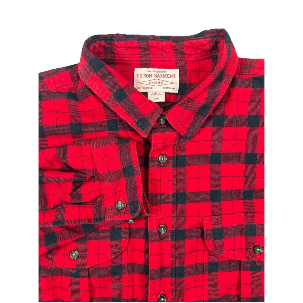 VTG CC‎ Filson Jac-Shirt Men's Heavy Duty Flannel Cotton Red Plaid Mens XXL